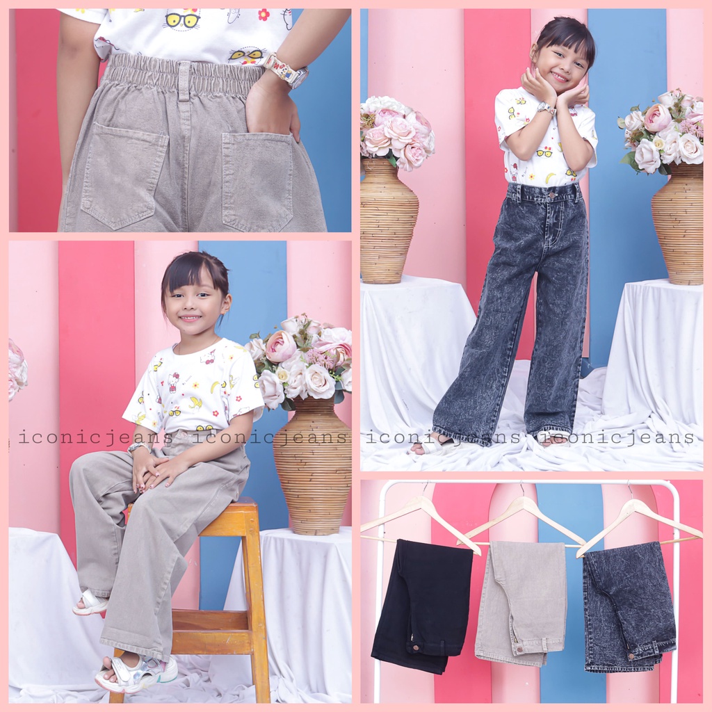 MOZZA KIDS CULLOTE JEANS/ kulot jeans anak usia 7-11 tahun pinggang karet simple korean look