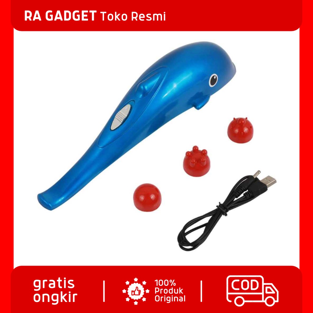 Alat Pijat Elektrik Getar Dolphin Massager USB Charging / Mesin Pijit Pemijat Seluruh Badan Pundak P