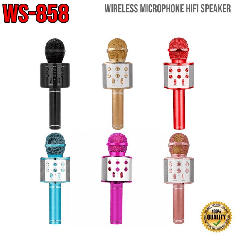 Mic Bluetooth Karaoke WS-858 Smule Wireless Karoke Microphone Karaoke Mikrofon 858