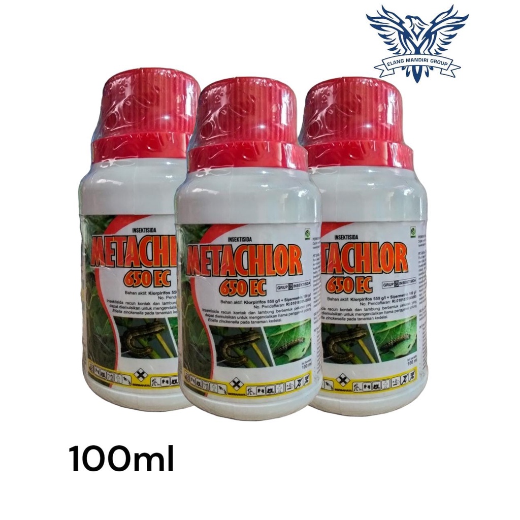 Insektisida METACHLOR 100ml 650 EC Bahan Aktif Klorpirifos 550 g/l Sipermetrin 100 g/l Pembasmi Hama ulat dan wereng Klortrin  PT. Spektra Global Intiagro