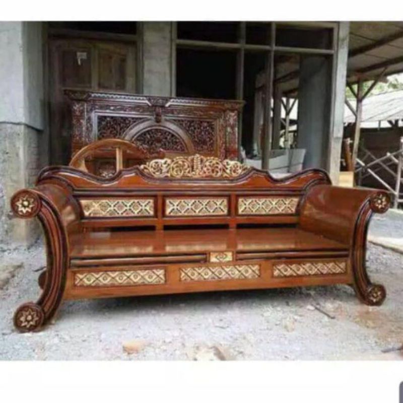 Kursi Bangku Panjang Jati Kursi Bale Bale Ukir Jati Laci Dua Bangku Teras Santai Kayu Jati