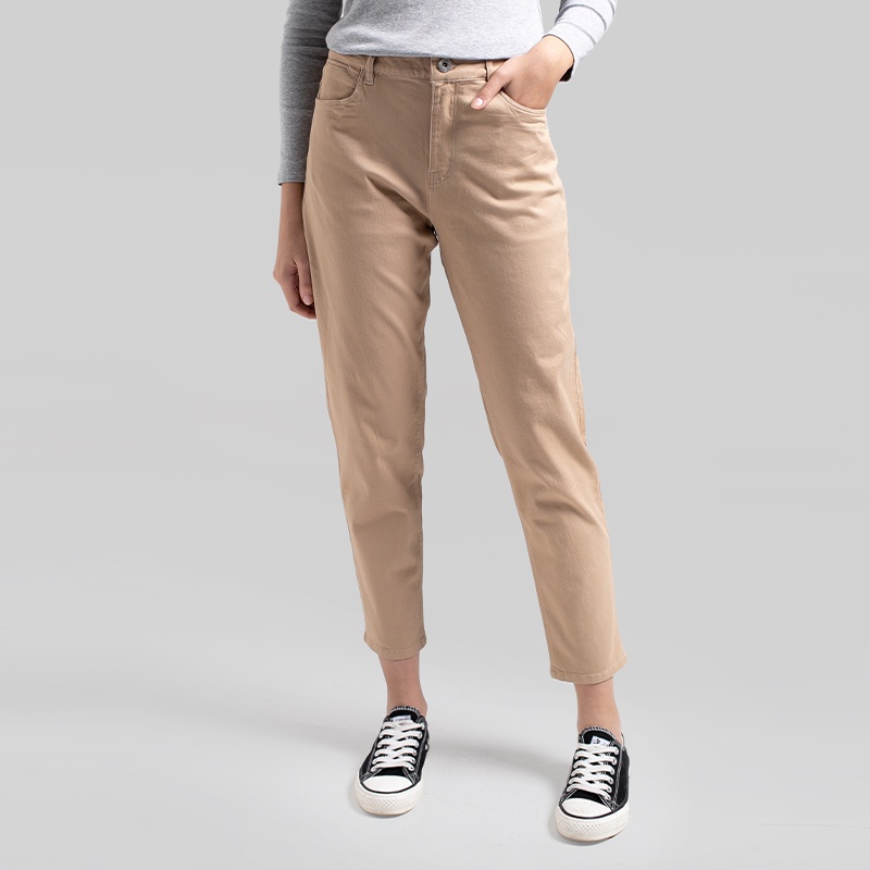 3Second Original Celana Panjang Ankle Cotton Viscose Long Pants Wanita Coklat 060722