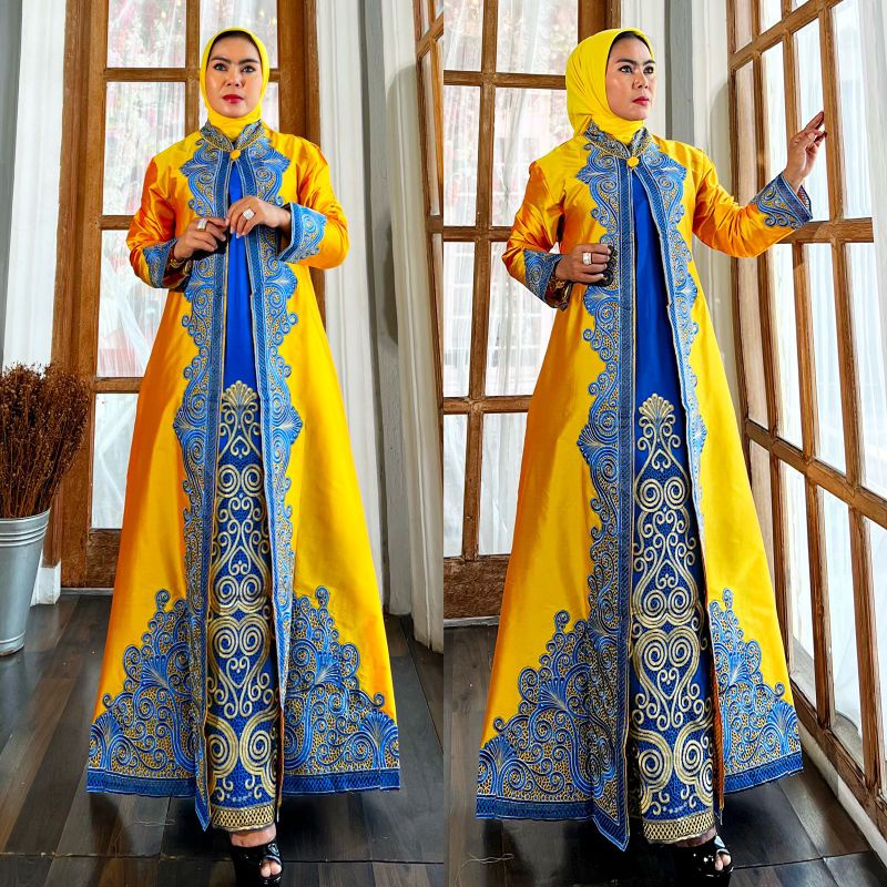 Gamis khintani tafeta dove bordir by MJ premium // Gamis pesta kekinian // Gamis kondangan // Gamis 