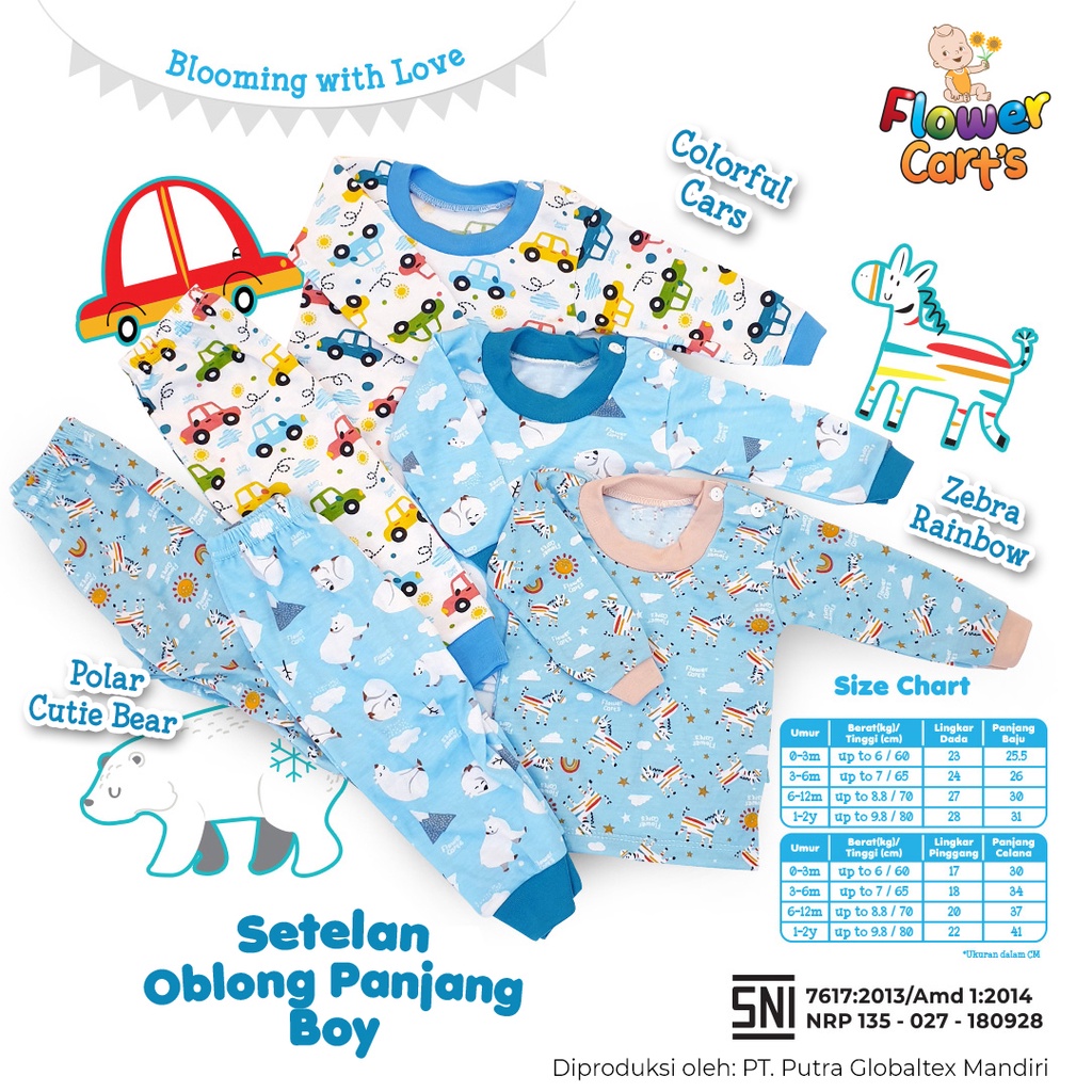 MOMS_ FLOWER CART'S 1SET Oblong + Celana Print Motif New Born / 3-6M / 6-12M / 1-2Y