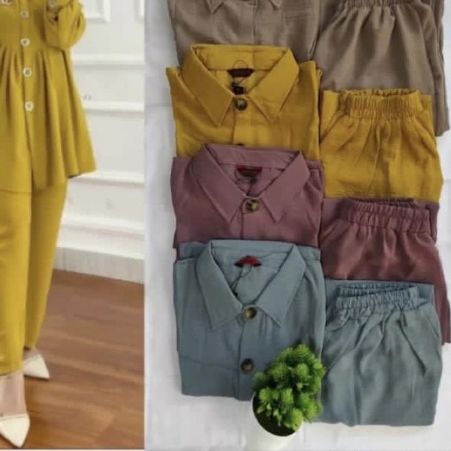 ♜ Zivia Set - Setelan Crinkle Airflow Polos Standar / Setcel polos crinkle / One set zivia premium /