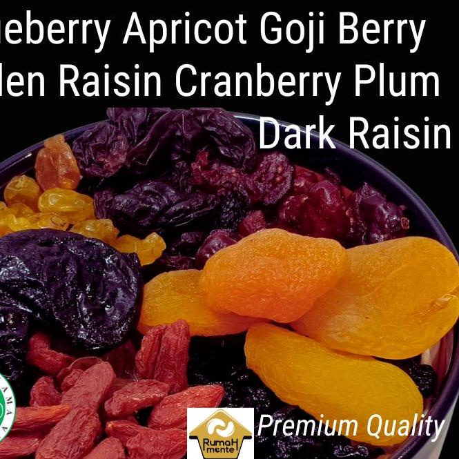 

✮ TRAIL MIX 7 BUAH KERING 500GR BLUEBERRY CRANBERRY DARK RAISIN GOLDEN RAISIN GOJIBERRY PLUM APRICOT (CEMILAN DIET) ♧