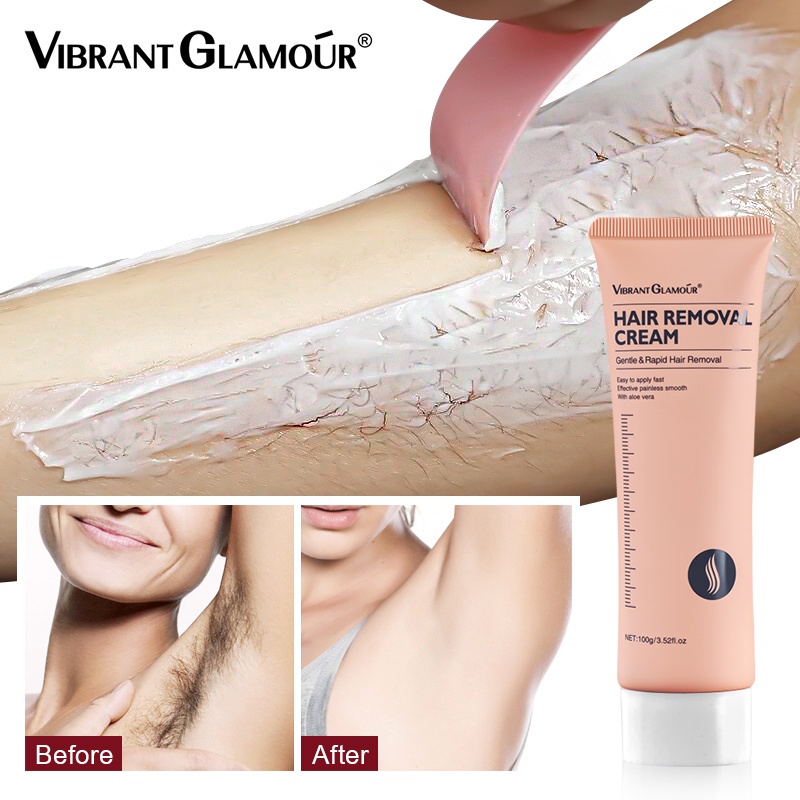 VIBRANT GLAMOUR Hair Removal Cream,Krim Penghilang Rambut/Penghilangan Bulu Yang Cepat Dan Permanen/Untuk Menghilangkan Bulu Dengan Pada Lengan, Ketiak, Lembut Dan Tidak Menyebabkan Iritasi Tanpa Efek Samping 100Gr