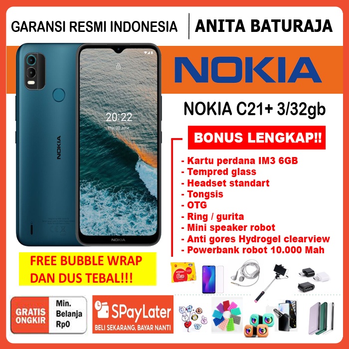 Nokia C21+ 3/32 GB Android 11 (edisi Go) | 13MP