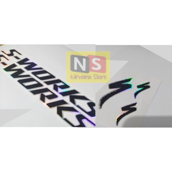 Promo stiker S-works Specialized Hologram decal sticker sworks - Putih Diskon
