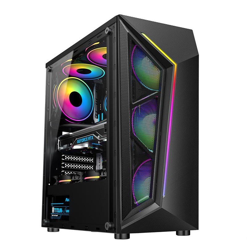 Casing Gaming TEMPERED GLASS RAPTOR 1656 with LED STRIPE FREE 3 FAN