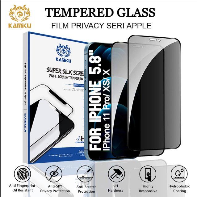 Original KAMIKU【2 PCS】iPhone 12 Pro Max Privacy Screen Protector Full Coverage Anti-Spy Tempered Glass Film