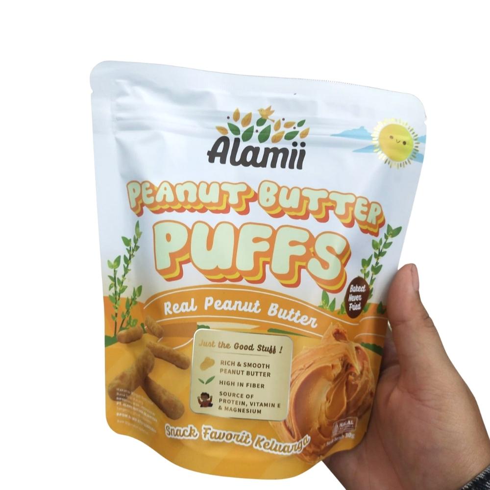 

Alamii Puff 30gr Snack Makanan Ringan Camilan Peanut Butter / Tomato / Corn Carrot / Cheddar Cheese / Belgian Chocolate