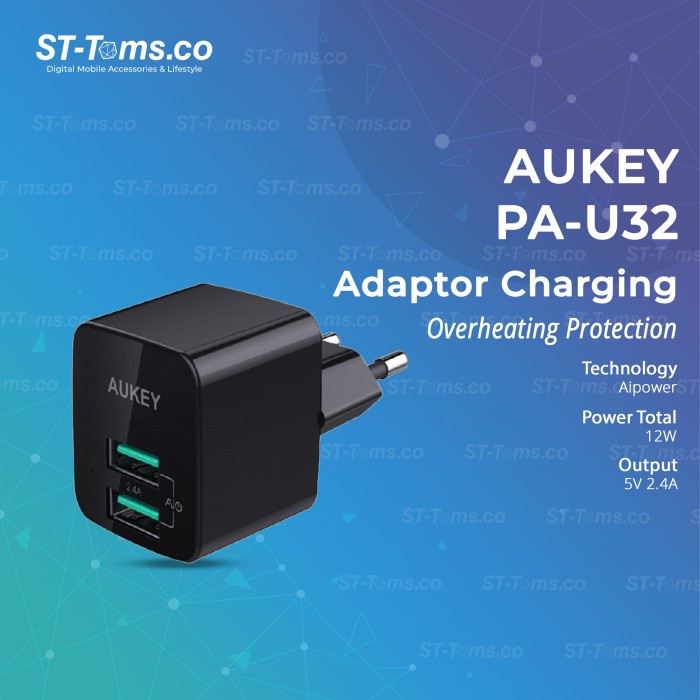 Uta Aukey Pa-U32 Adaptor Charger 2 Port 12W With Aiq - 500284