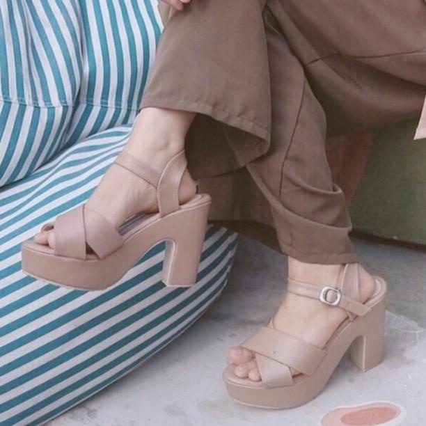Terlaris Sepatu Heels Wanita Wedges Mocca 10Cm