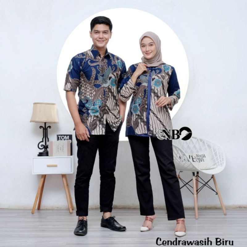 BATIK COUPLE ATASAN PRIA WANITA BLOUSE KEMEJA SERAGAM KANTOR