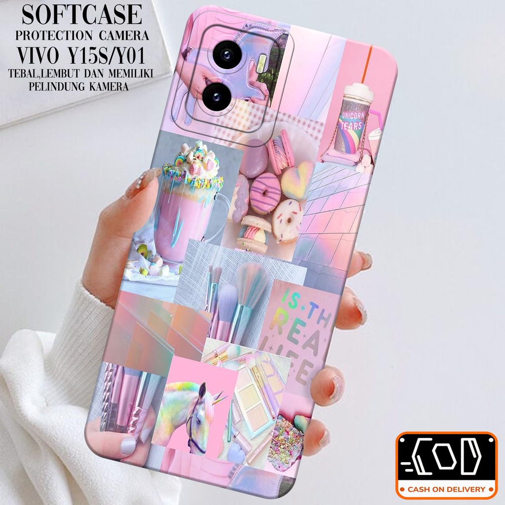 Case Hp Vivo Y15S/Y01 Terbaru- Soft Macaron Pro Camera - Softcase Vivo Y15S/Y01 Terbaru - Casing Viv