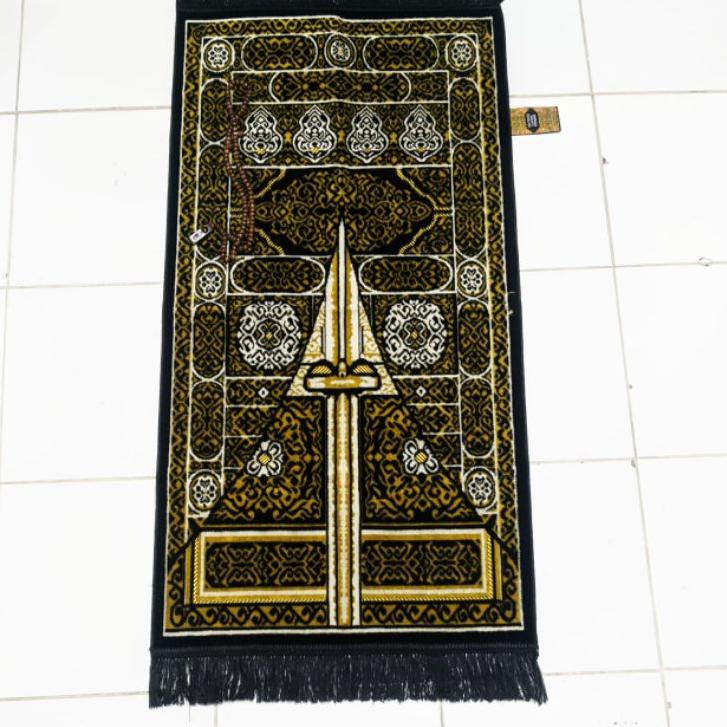 BestSeller  Sajadah Turki Hitam Motif Kiswah Ukuran Sedang Dan kecil Murah Ⓝrsd»