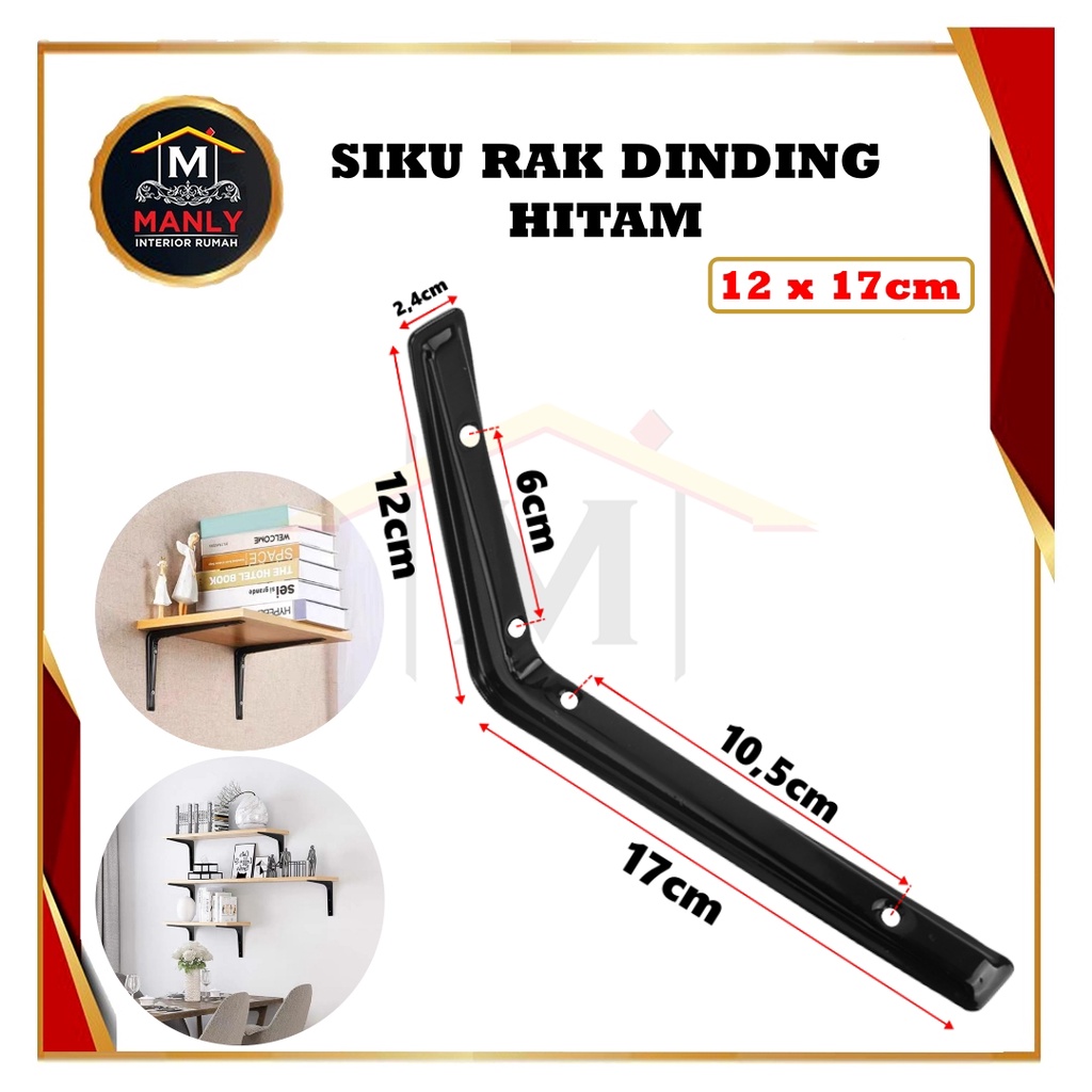 Siku Rak Dinding Besi L Rak Penyangga Bracket Ambalan Siku Breket KUAT Hitam Dan Putih