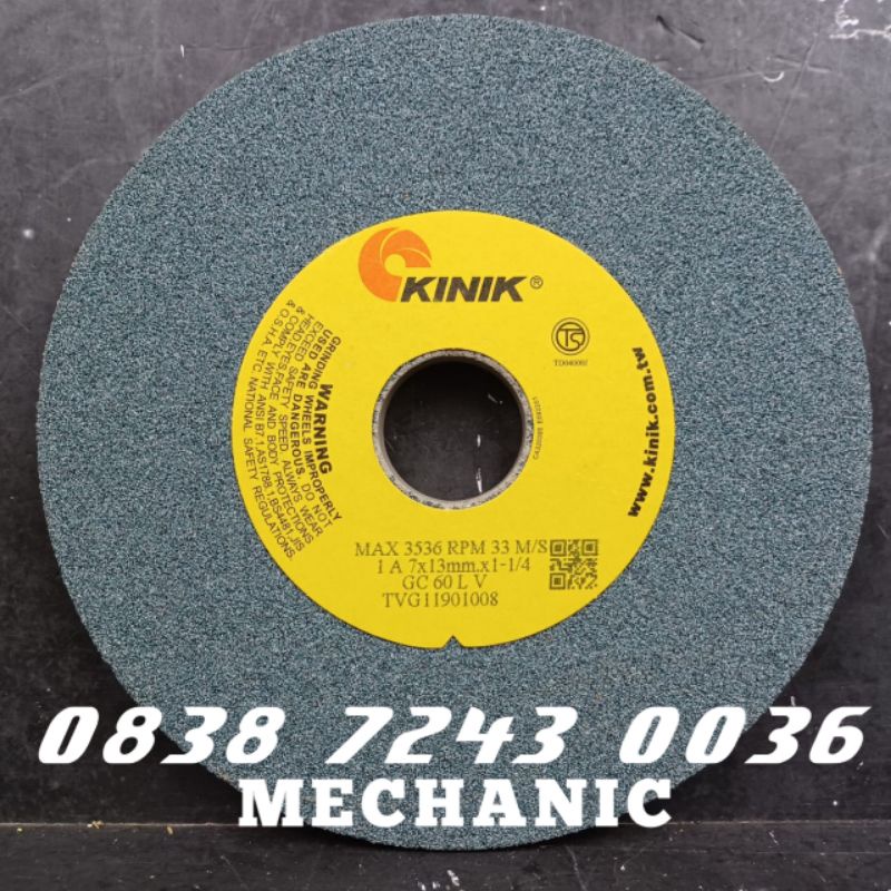 Batu Gerinda Duduk Asah 7" Inch GRIT GC 60 1 A X 7" X 13 MM 1-1/4 " Kinik batu asah pes 7 inch