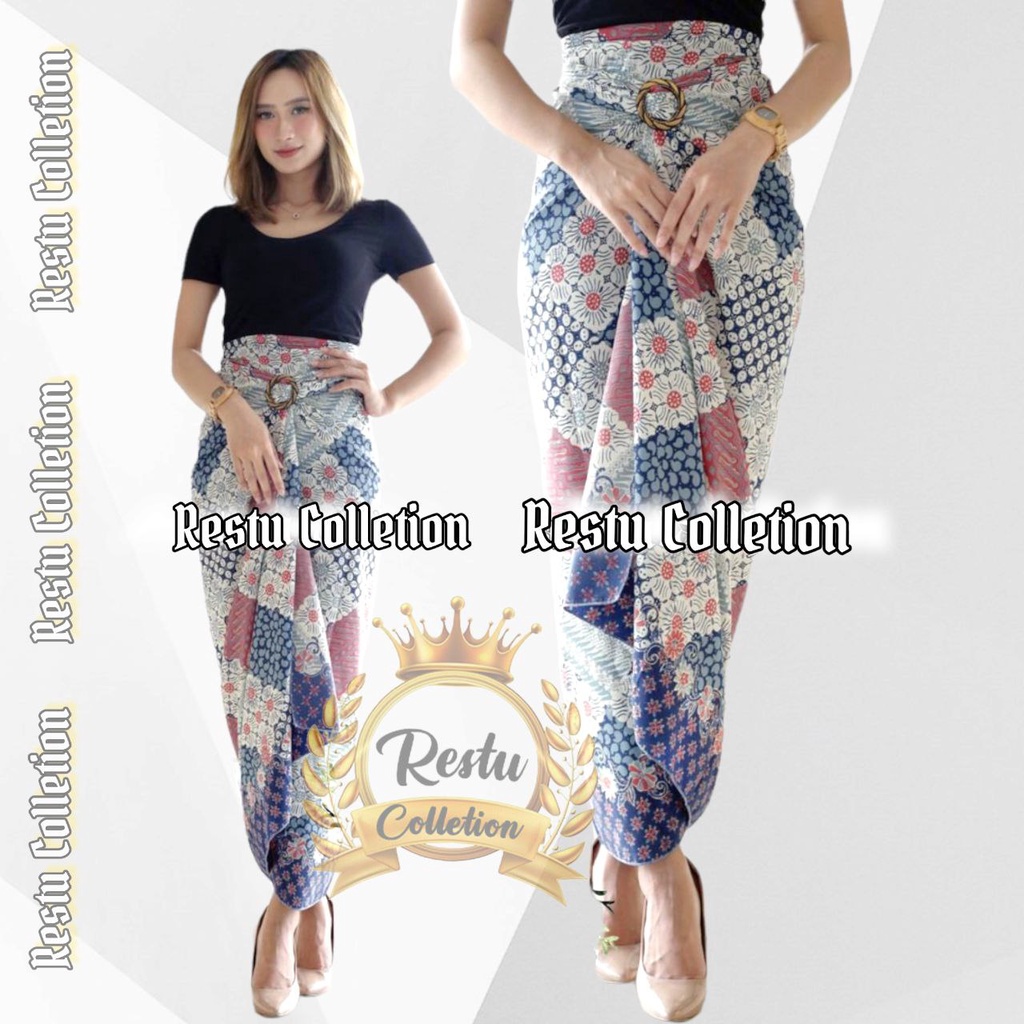 { COD } Rok Lilit Motif Batik Wanita Kaung Ping Bawahan Seragam Wanita Kebaya Wisuda Kondangan Bahan Premium