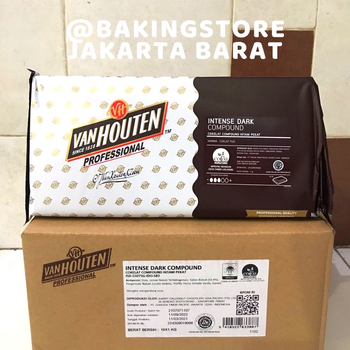 VAN HOUTEN DARK COMPOUND INTENSE 1 KG COKLAT BATANG VAN HOUTEN