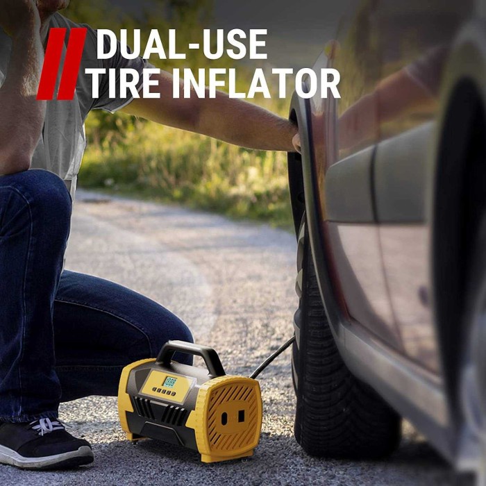 Pompa Ban Elektrik Digital Tire Inflator LED AC 110V DC 12V - ATJ-6788 - Kuning