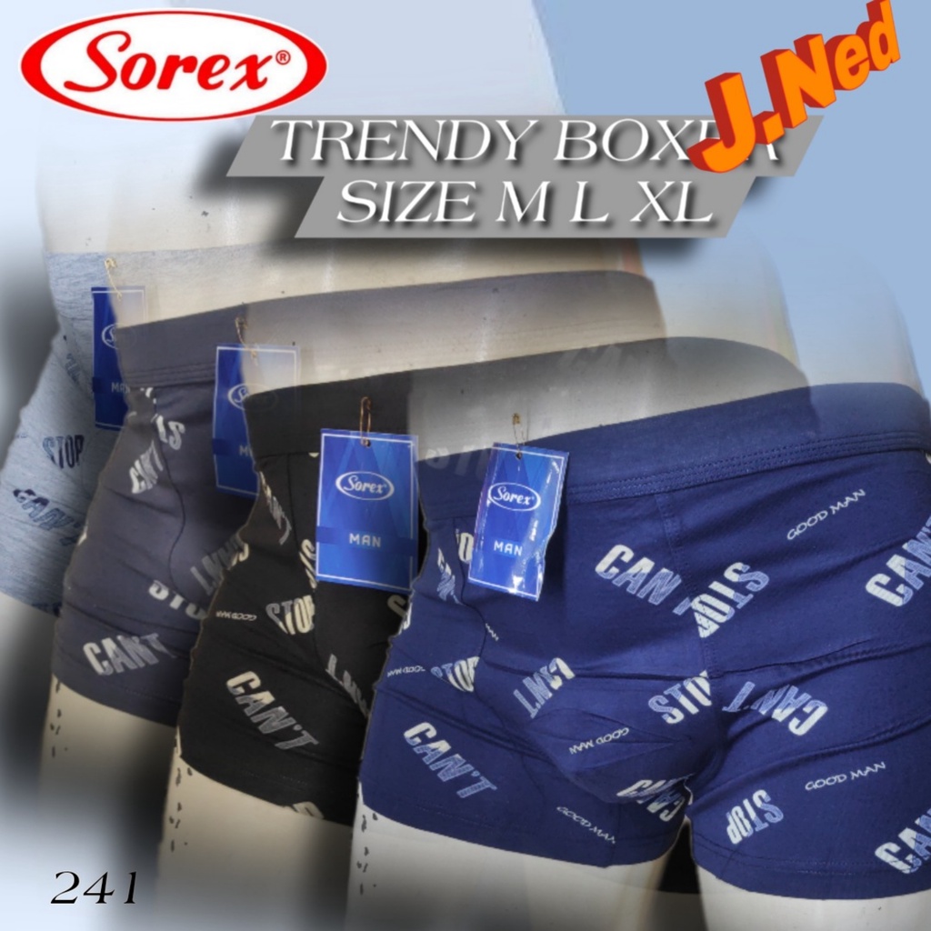 J241D HARGA 1BOX ISI 2 PCS BOXER PRIA SOREX MOTIF SIZE M - XL