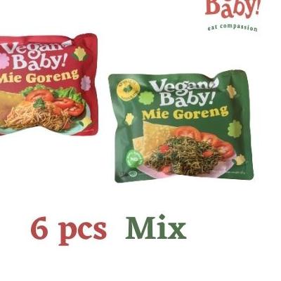 ➺ Vegan Baby mie goreng bayam spirulina dan wortel bit 6pcs ♂