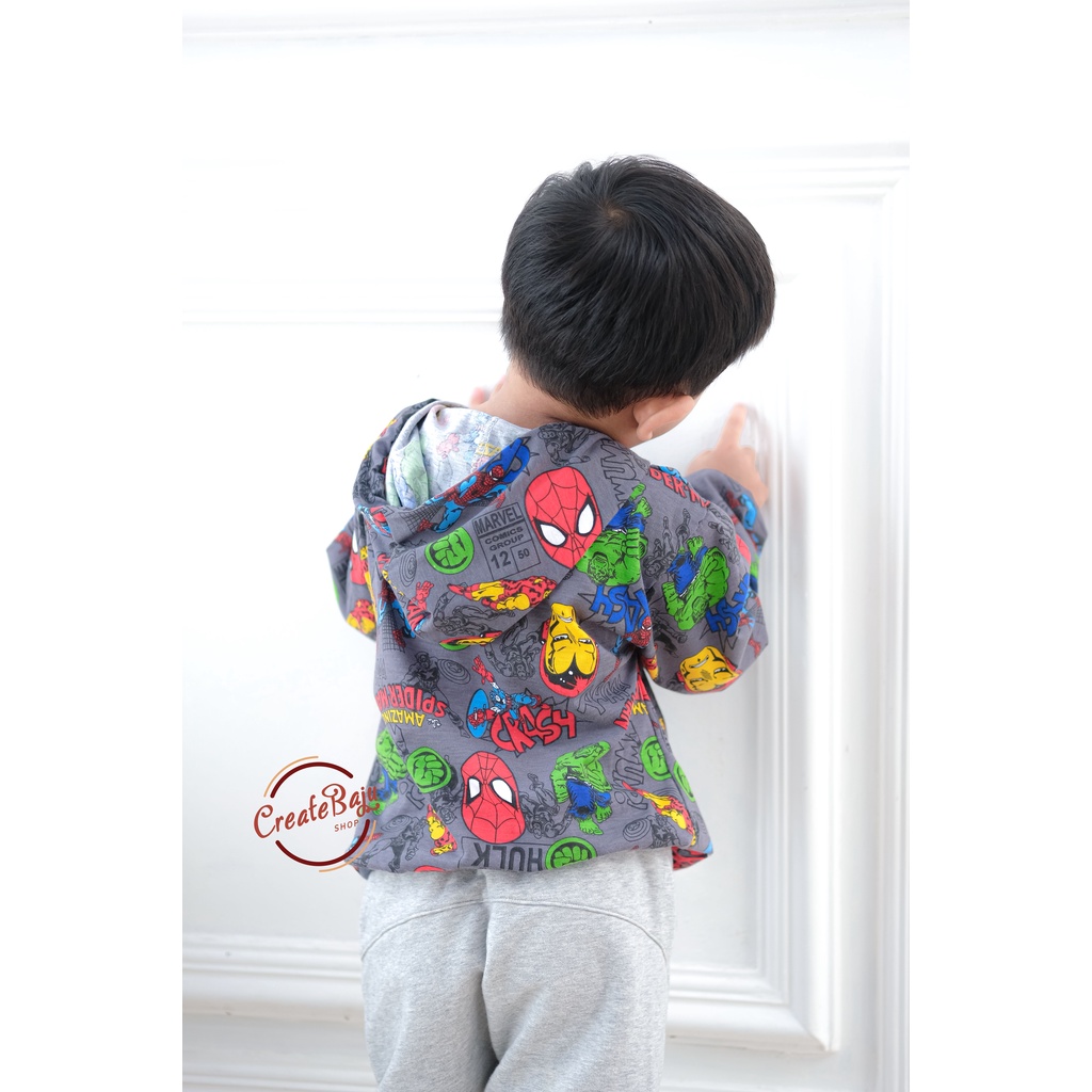 JAKET HOODIE ANAK UNISEX PRINTING SPIDERMAN CRASH LENGAN PANJANG FASHION TERMURAH JAKET ANAK POLOS