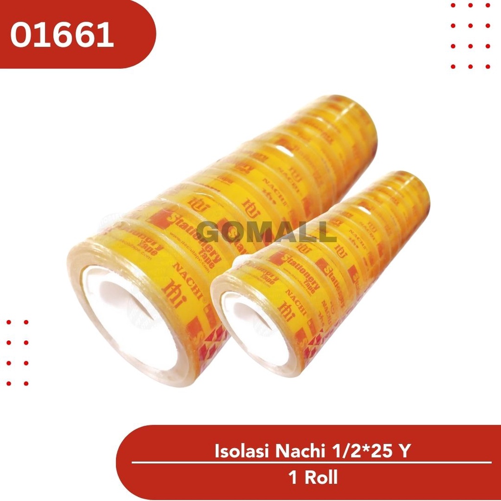 

Lakban Bening / Isolasi Solatip / Nachi / 1/2" X 25 Y