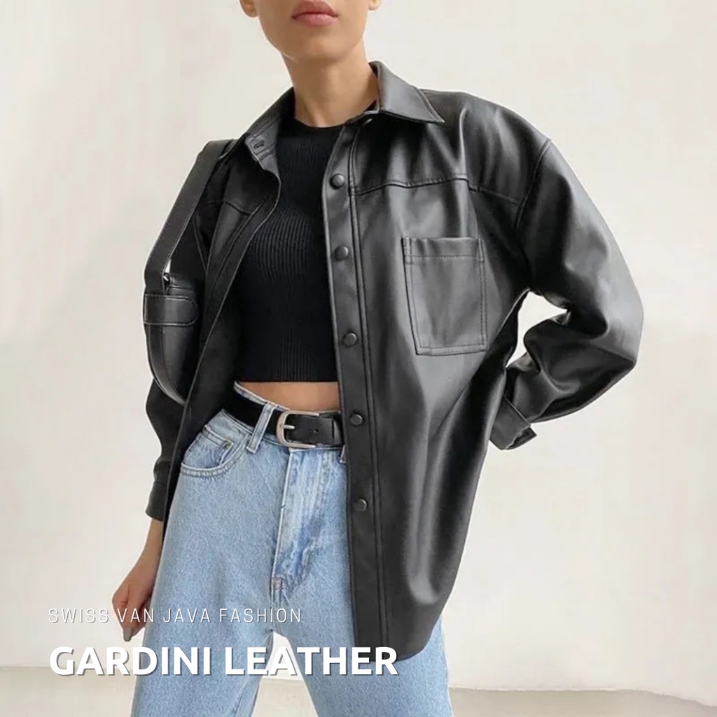 JACKET KULIT SEMI WANITA CROP JUMBO KOREAN STYLE ASLI GARUT ORIGINAL PANJANG / JEKET WANITA KOREA JU