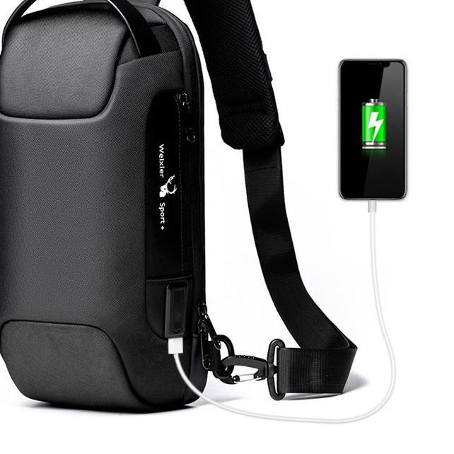 ➥ WEIXIER 9529 Tas Selempang Pria Shoulder Bag Anti Maling USB Port Anti Air WX-OS ☜