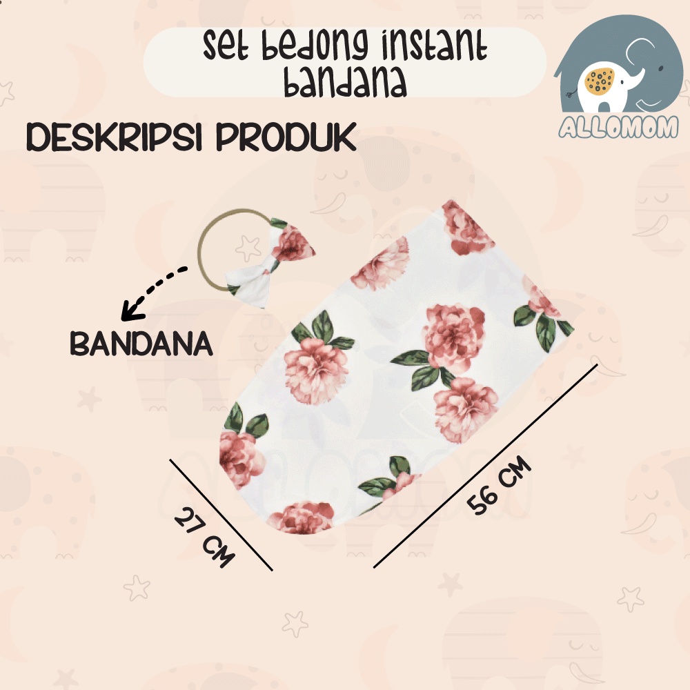 Set Selimut dan Bandana / Pita / Blanket Headband / Bedong Instan / Sleeping Bag Bayi Newborn