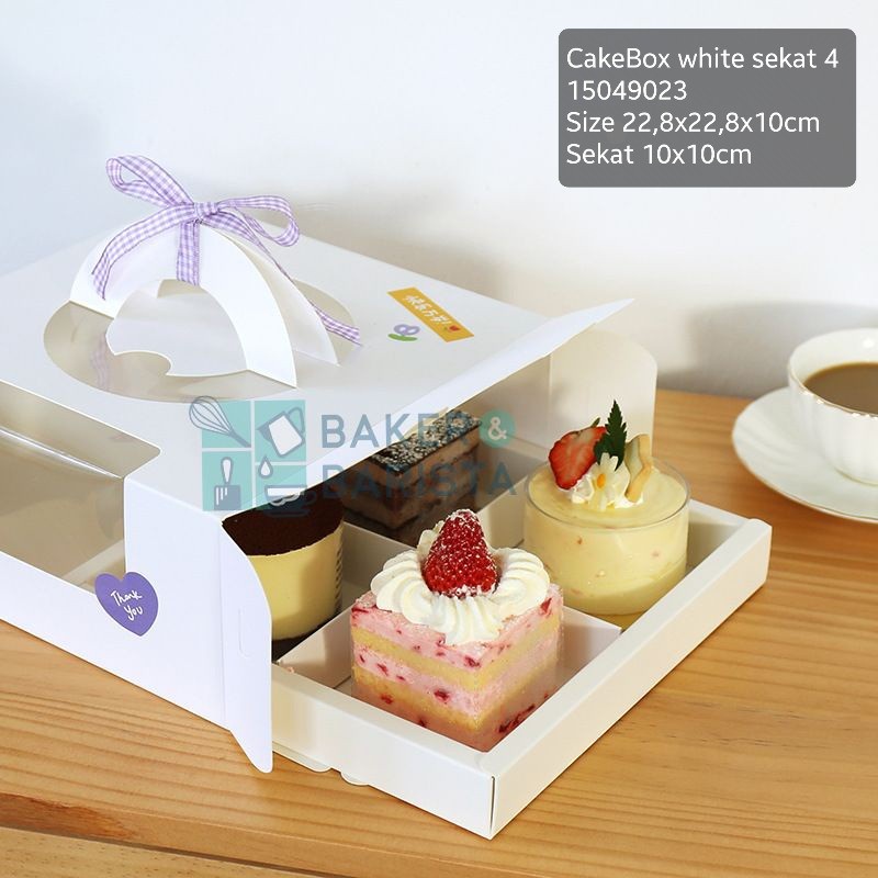 cake box white sekat 4 dessert box kotak kue dessert box kue impor