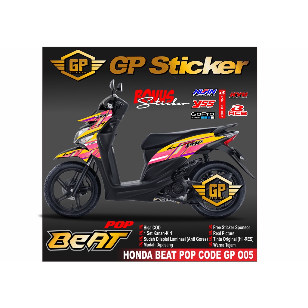 Striping Beat Pop Variasi Stiker Motor Stiker Sticker Skotlet Body Beat Pop Racing . GP 005
