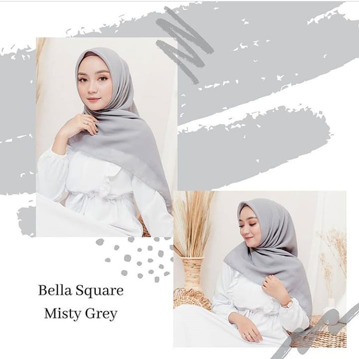 Hijab Bella Square Premium Anti Letoy - Kerudung Segiempat Bella Square polycotton 115 X115 Jahit Neci Rapih Full Varian Warna Lengkap