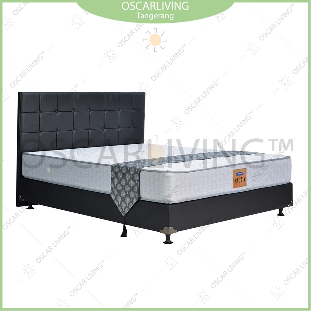 HOMMY Alta Kasur Springbed Tebal 26cm Divan Oreo Hb Sydney Hitam Fullset - Khusus Jabodetabek