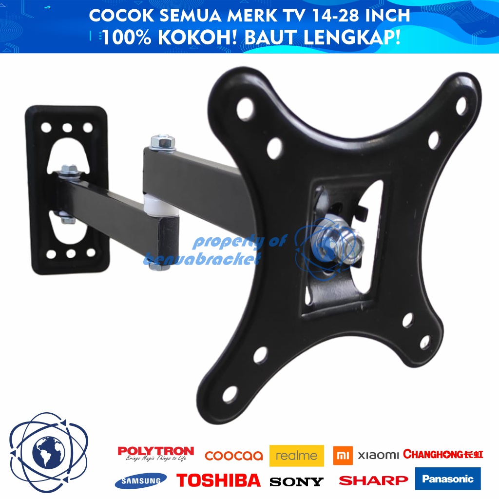 Bracket TV Monitor 24 21 26 17 14 Inch Dijamin Cocok 14 - 28 In 6 Arah Universal Breket TV Briket TV Braket TV Gantungan TV Tembok Tempelan TV Dinding BB1 SWK 1 Lengan