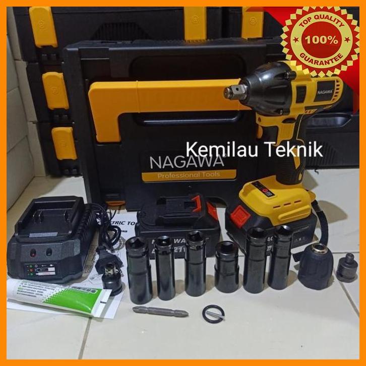 (KML) MESIN BOR BATERAI IMPACT WRENCH 21V NAGAWA NIC21K CORDLESS BUKA BAUT