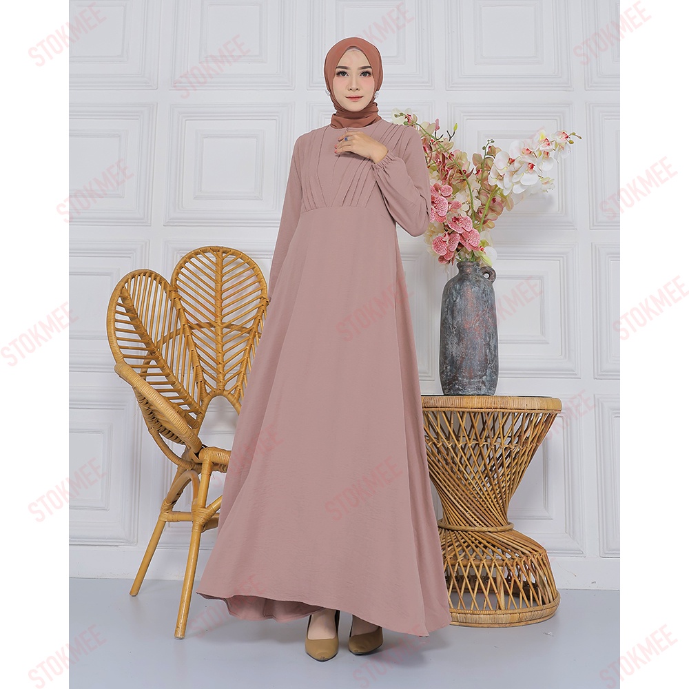 Zifa Dress By Stokmee, Dress Gamis Bahan Crinkle Airflow Premium