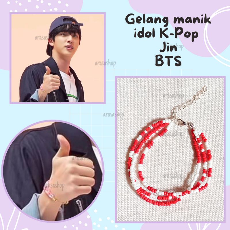 Jin BTS beads bracelet | gelang idol kpop | gelang jin BTS | gelang manik beads bracelet Korean styl