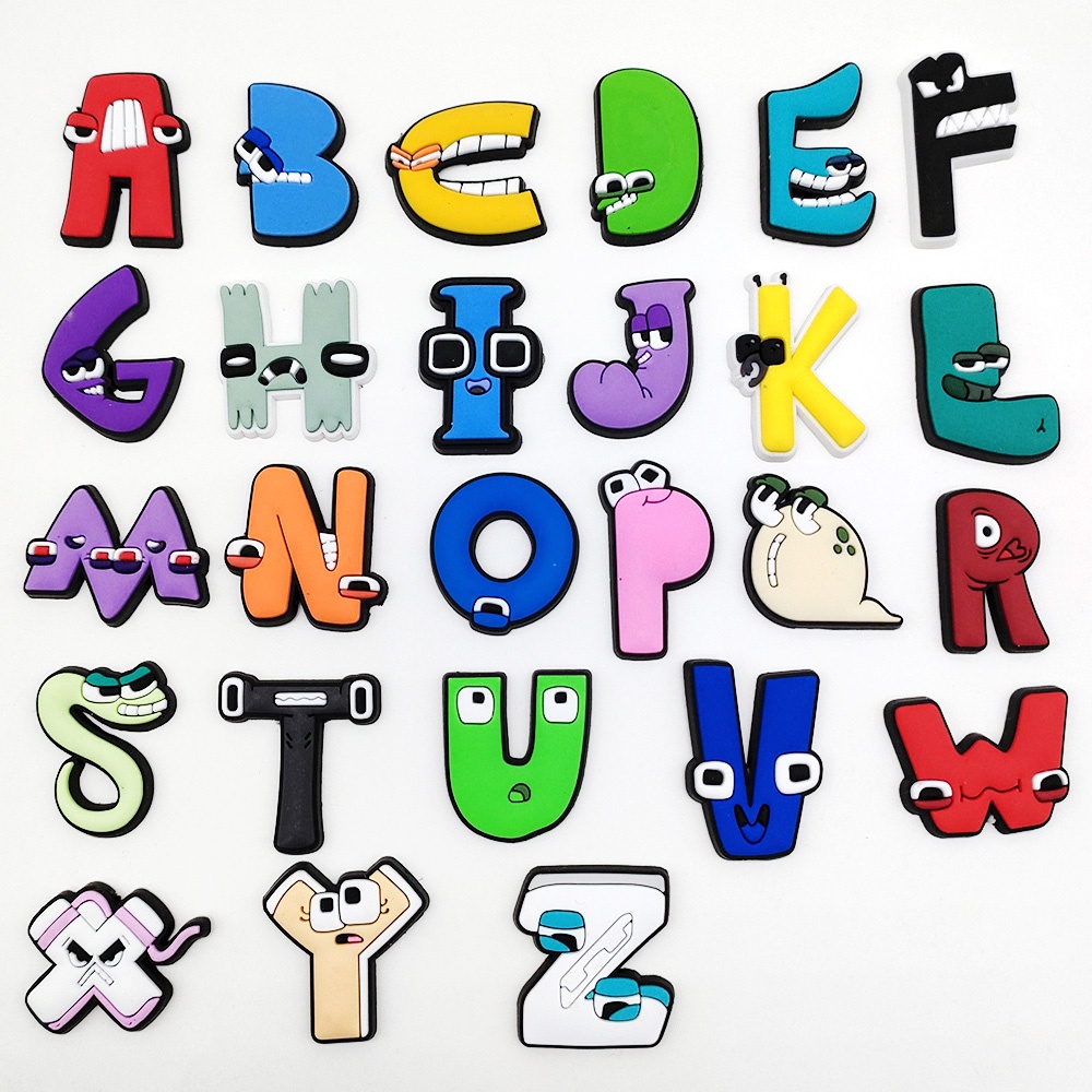 Alphabet Crocs Charms Dekorasi Sepatu jibbitz PVC Lucu Clog Pin Sepatu Gelang Gelang Pesta Ulang Tahun Nikmat