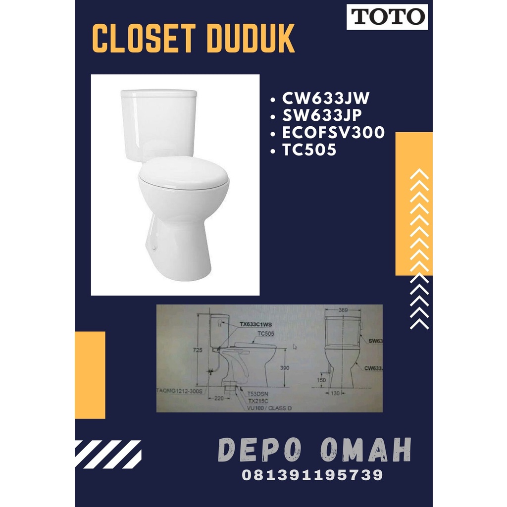 Closet TOTO CW633JW + SW633JP + ECOFSV300 + TC505 ORIGINAL TOTO