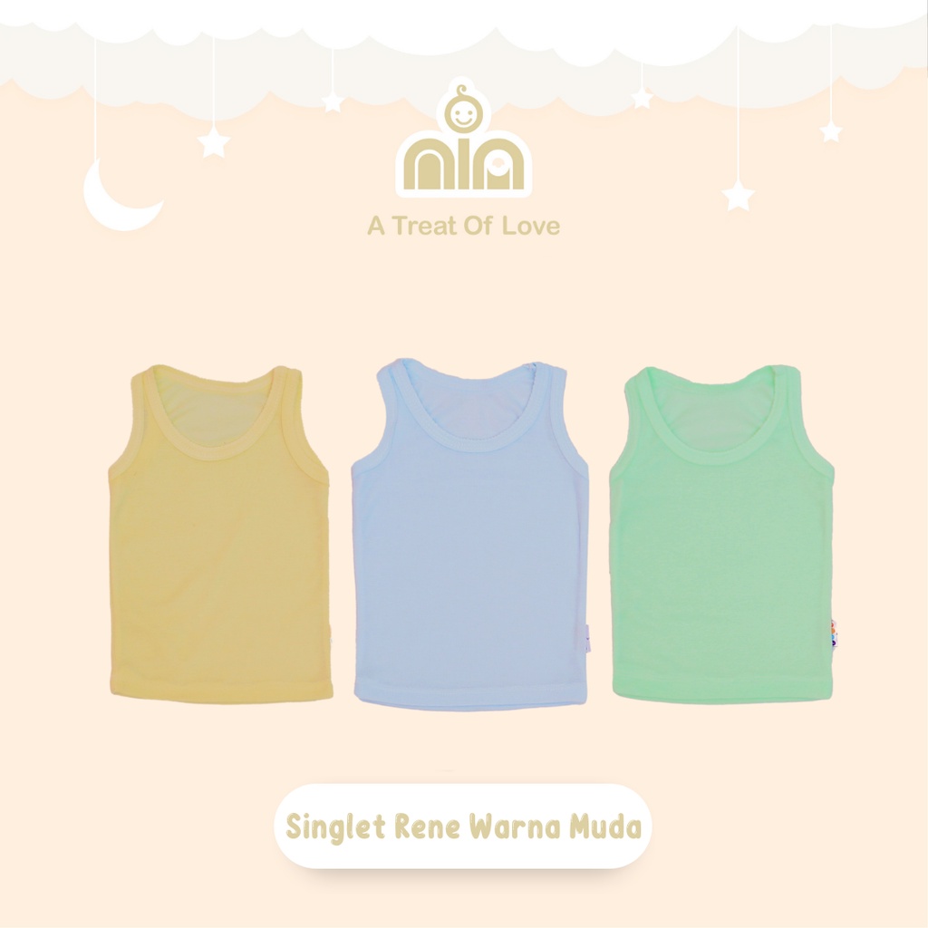 Nia Singlet Kaos Dalam Warna merk Rene Berlabel SNI NB 0-12 bulan