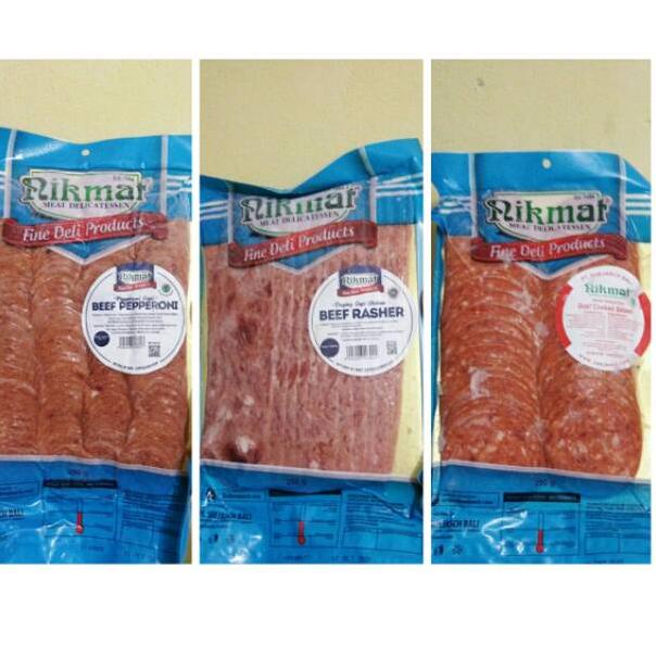 

➴ [MURAH LEBAY...!!!] Nikmat Beef Rasher / Beef Pepperoni / Beef Cooked Salami Pizza Toppings ♕