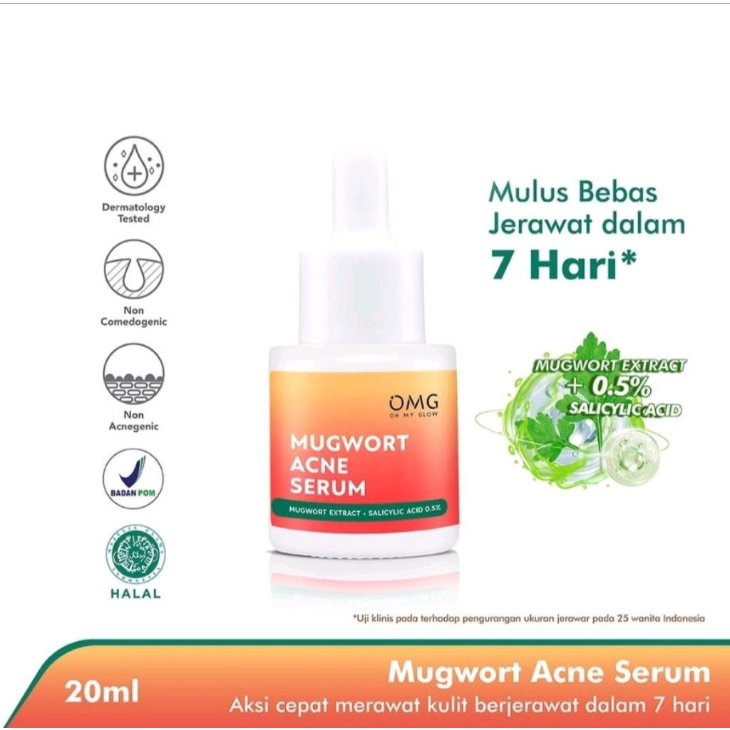 OMG OH MY GLAM ACNE MUGWORT SERUM 20ML SERUM WAJAH OMG PEACH GLOW 20ML