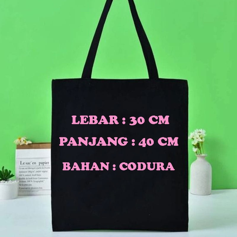 Totebag Tote Bag Transformer GoodieBag Tas Serut Hitam Souvenir Ulang Tahun Ultah Anak Kanvas Sekolah Custom