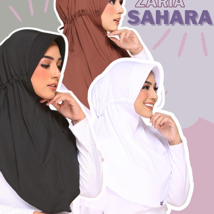 ♞ ELZATTA HIJAB KERUDUNG JILBAB BERGO INSTAN ELZATTA SERUT BELAKANG HITAM PUTIH POLOS ZARIA SAHARA O