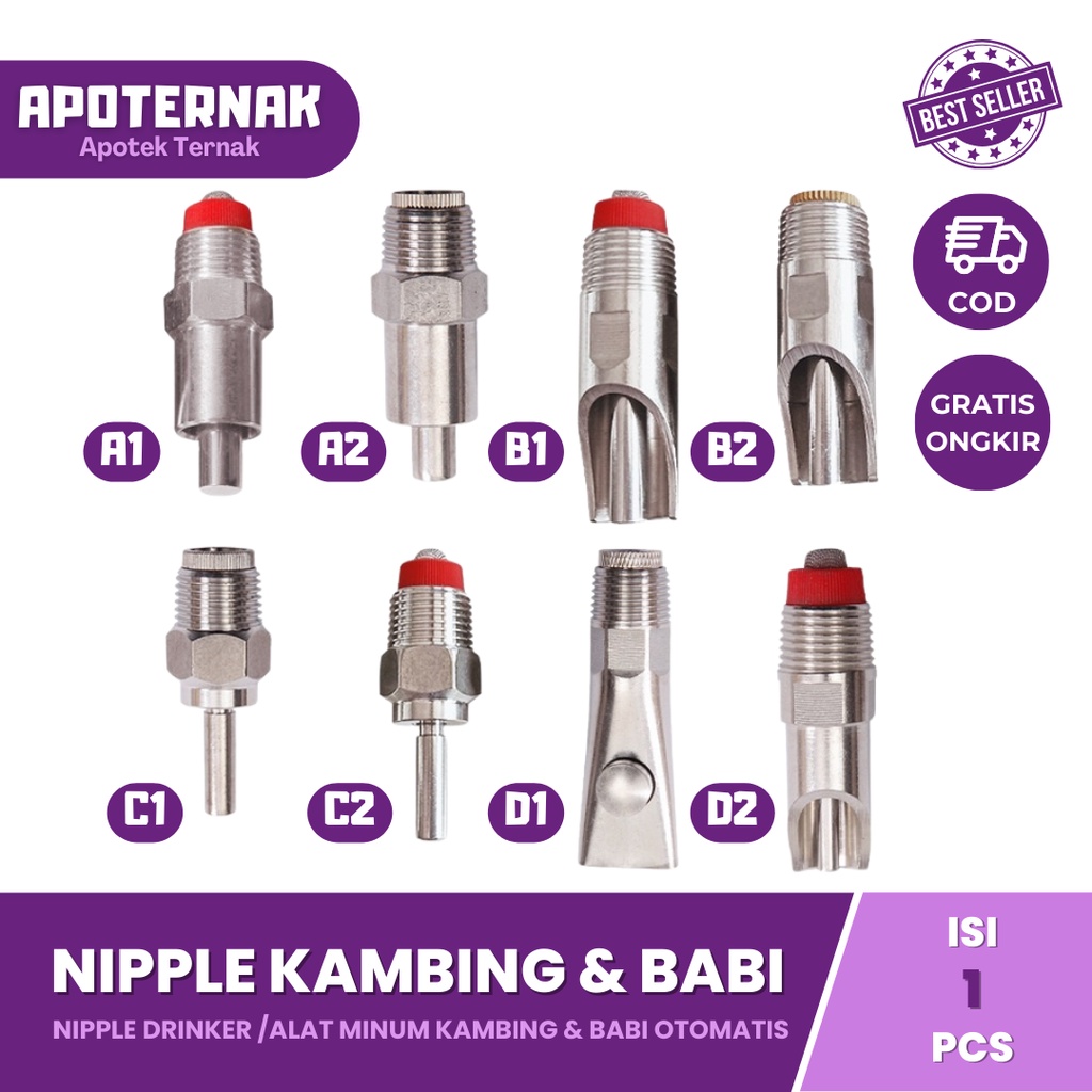 NIPPLE DRINKER Type A1 | Niple Nipel Nepel Otomatis | Alat Minum otomatis Hewan Ternak Kambing Domba Babi