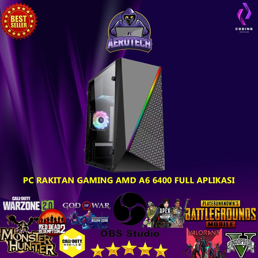 PC RAKITAN AMD A6 6400 RAM 16 GB SSD 120 GB HDD 500 GB UNTUK GAME EDITING DESAIN SIAP PAKAI TERMURAH